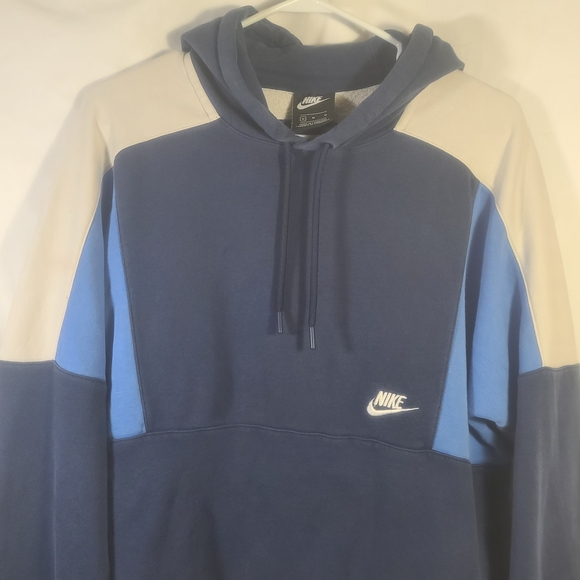 Nike Men's Color-Block Pullover Hoodie Navy Blue White Sweatshirt Size M - Picture 3 of 16